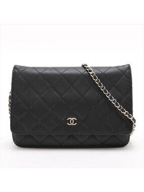 Chanel Quilted Lambskin Leather Wallet Crossbody